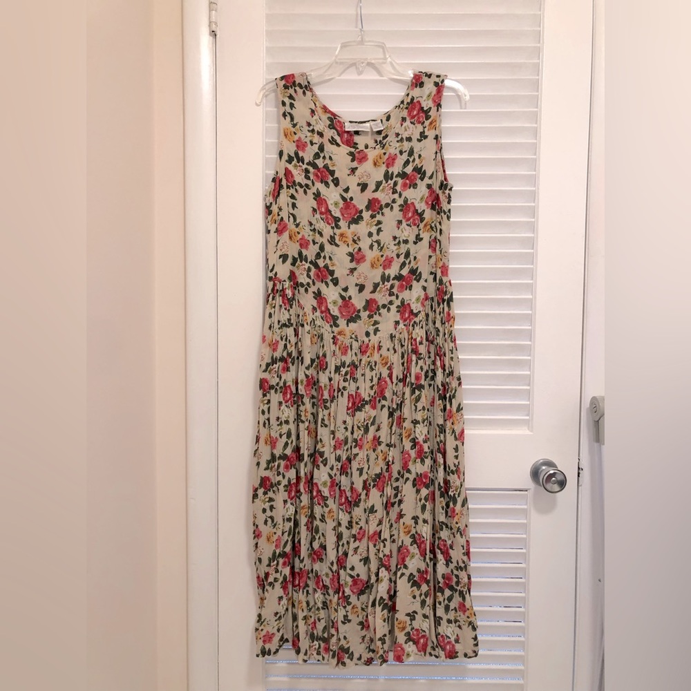 Vintage 80s Lord & Taylor floral drop waist dress
